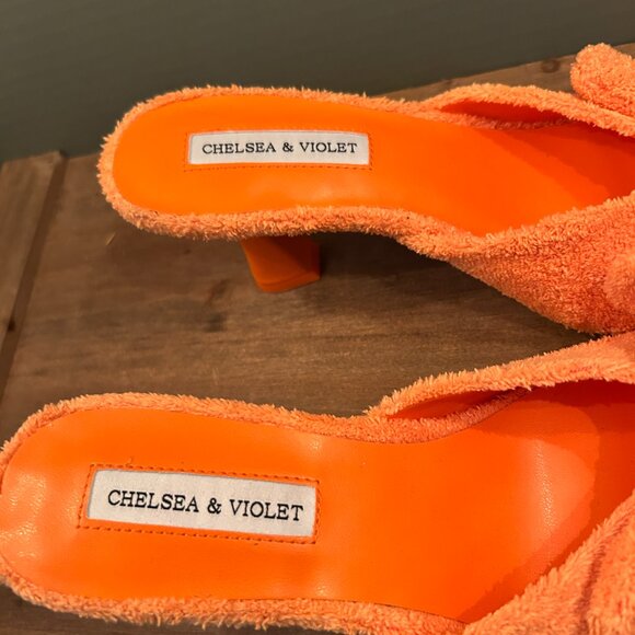 Chelsea & Violet Womens Orange Tara Faux Suede Block Heeled Sandals Size 7.5 - Picture 6 of 9